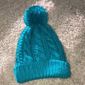 Blue yarn winter hat